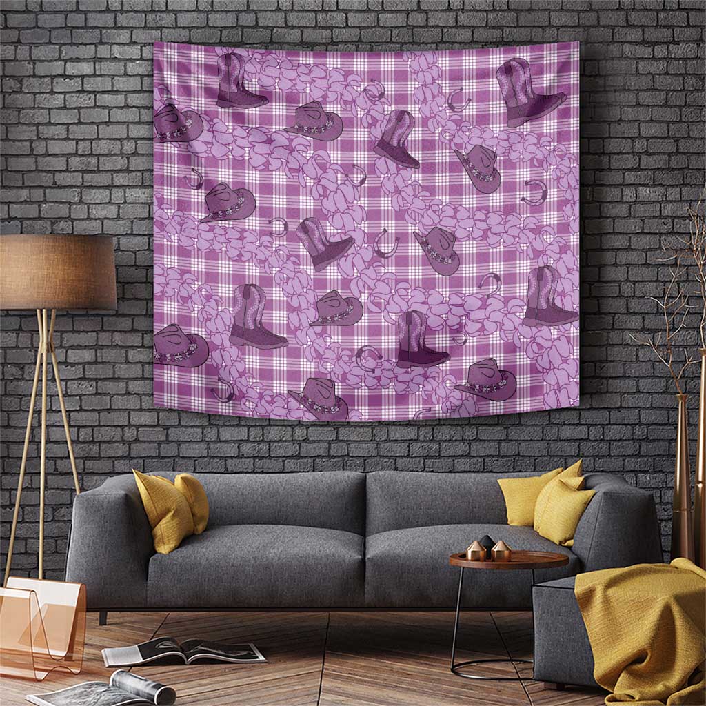 Purple Palaka Hawaii Cowboy Tapestry Puakenikeni Lei Paniolo Papale Seamless Vibes LT14 Purple - Polynesian Pride