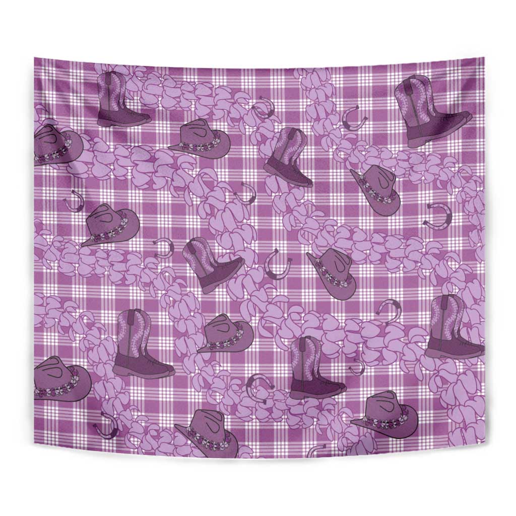 Purple Palaka Hawaii Cowboy Tapestry Puakenikeni Lei Paniolo Papale Seamless Vibes LT14 - Polynesian Pride