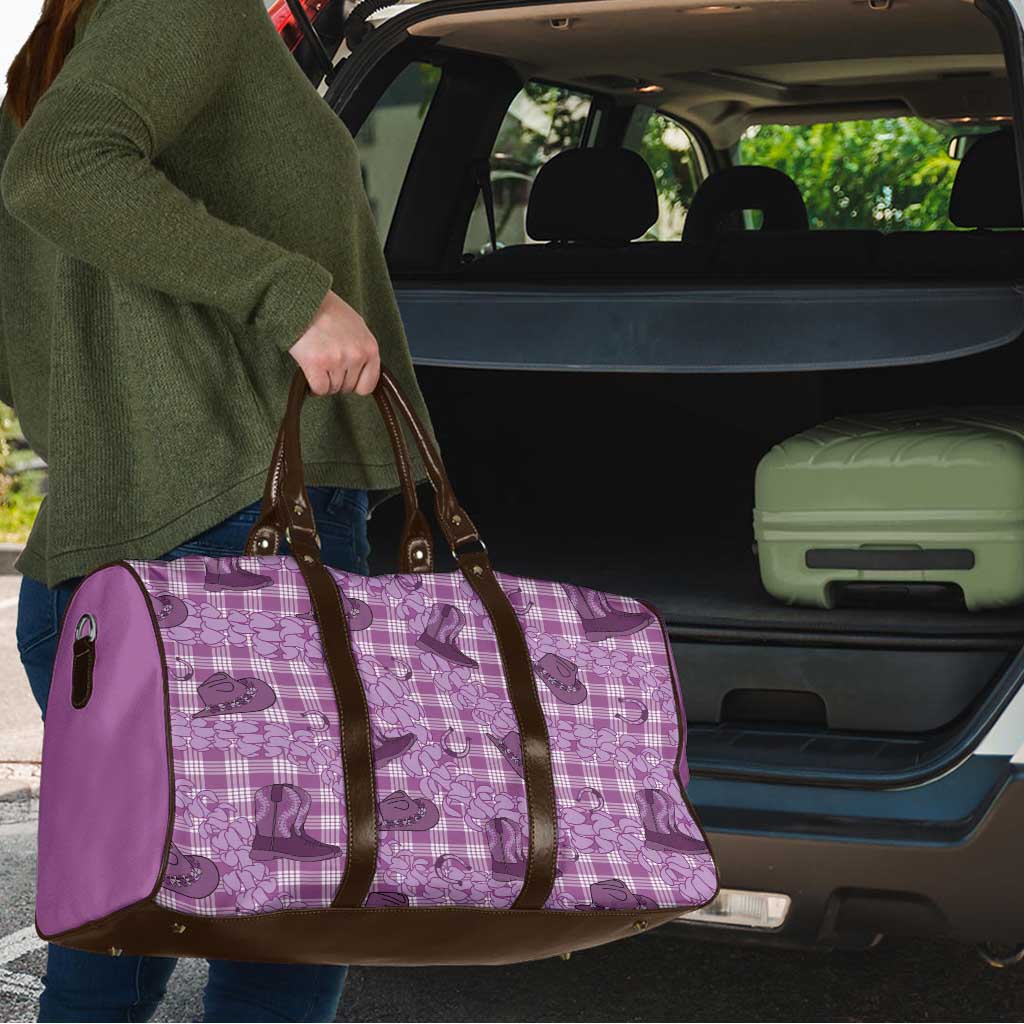 Purple Palaka Hawaii Cowboy Travel Bag Puakenikeni Lei Paniolo Papale Seamless Vibes - Polynesian Pride