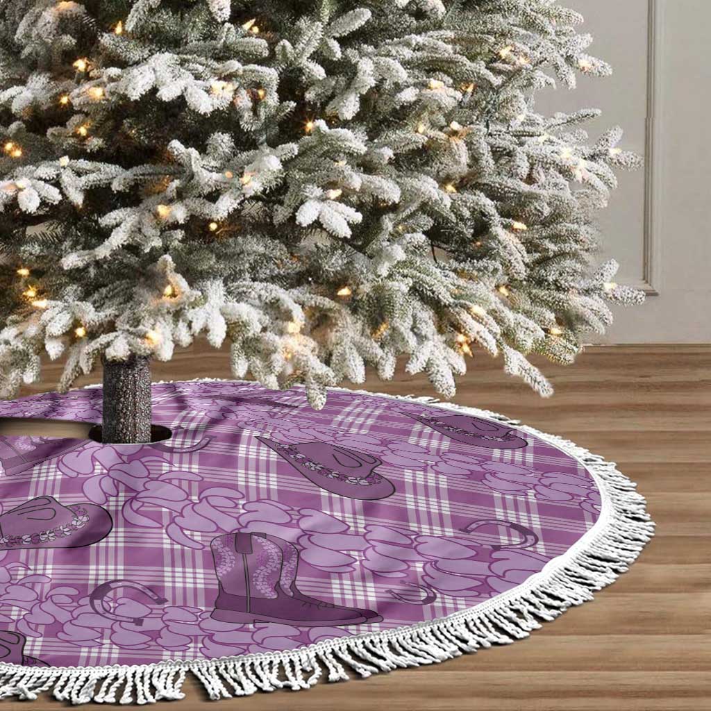 Purple Palaka Hawaii Cowboy Tree Skirt Puakenikeni Lei Paniolo Papale Seamless Vibes - Polynesian Pride