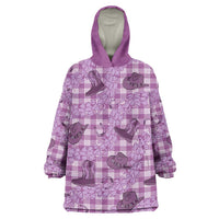 Purple Palaka Hawaii Cowboy Wearable Blanket Hoodie Puakenikeni Lei Paniolo Papale Seamless Vibes - Polynesian Pride
