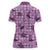 Purple Palaka Hawaii Cowboy Women Polo Shirt Puakenikeni Lei Paniolo Papale Seamless Vibes - Polynesian Pride