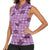 Purple Palaka Hawaii Cowboy Women Sleeveless Polo Shirt Puakenikeni Lei Paniolo Papale Seamless Vibes - Polynesian Pride