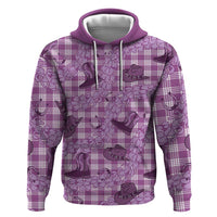 Purple Palaka Hawaii Cowboy Zip Hoodie Puakenikeni Lei Paniolo Papale Seamless Vibes - Polynesian Pride