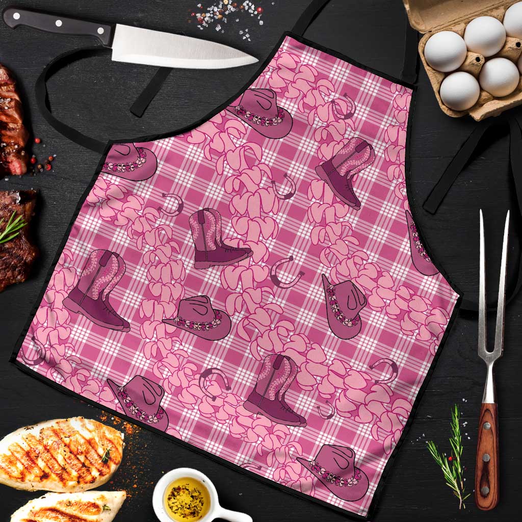 Pink Palaka Hawaii Cowboy Apron Puakenikeni Lei Paniolo Papale Seamless Vibes - Polynesian Pride