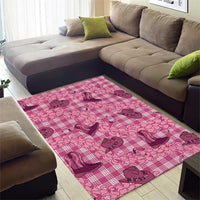 Pink Palaka Hawaii Cowboy Area Rug Puakenikeni Lei Paniolo Papale Seamless Vibes - Polynesian Pride