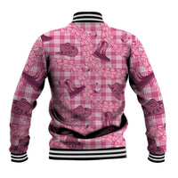 Pink Palaka Hawaii Cowboy Baseball Jacket Puakenikeni Lei Paniolo Papale Seamless Vibes LT14 - Polynesian Pride