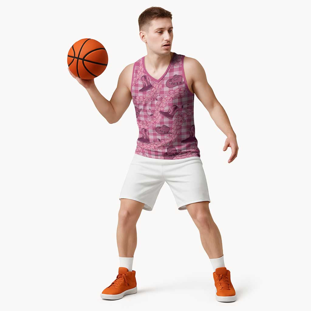 Pink Palaka Hawaii Cowboy Basketball Jersey Puakenikeni Lei Paniolo Papale Seamless Vibes LT14 - Polynesian Pride
