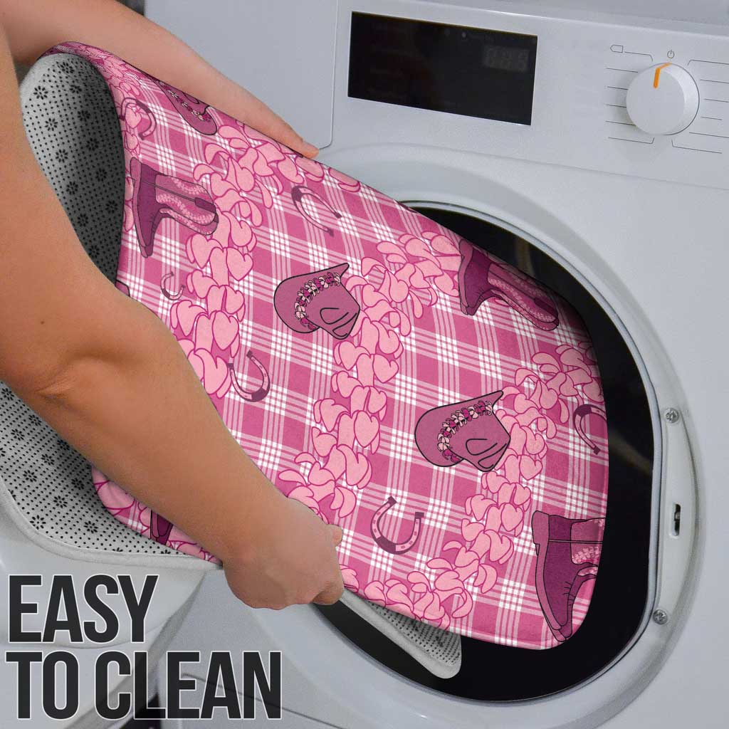 Pink Palaka Hawaii Cowboy Bathroom Set Puakenikeni Lei Paniolo Papale Seamless Vibes - Polynesian Pride