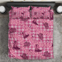 Pink Palaka Hawaii Cowboy Bedding Set Puakenikeni Lei Paniolo Papale Seamless Vibes - Polynesian Pride