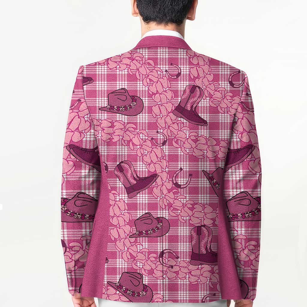 Pink Palaka Hawaii Cowboy Blazer Puakenikeni Lei Paniolo Papale Seamless Vibes - Polynesian Pride