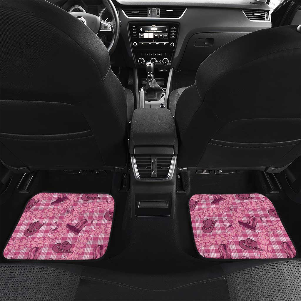 Pink Palaka Hawaii Cowboy Car Mats Puakenikeni Lei Paniolo Papale Seamless Vibes - Polynesian Pride