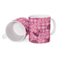 Pink Palaka Hawaii Cowboy Ceramic Mug Puakenikeni Lei Paniolo Papale Seamless Vibes - Polynesian Pride