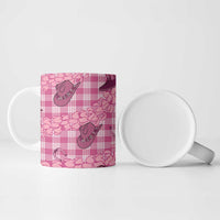 Pink Palaka Hawaii Cowboy Ceramic Mug Puakenikeni Lei Paniolo Papale Seamless Vibes - Polynesian Pride