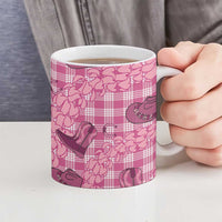 Pink Palaka Hawaii Cowboy Ceramic Mug Puakenikeni Lei Paniolo Papale Seamless Vibes - Polynesian Pride