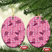 Pink Palaka Hawaii Cowboy Ceramic Ornament Puakenikeni Lei Paniolo Papale Seamless Vibes - Polynesian Pride