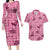 Pink Palaka Hawaii Cowboy Couples Matching Long Sleeve Bodycon Dress and Hawaiian Shirt Puakenikeni Lei Paniolo Papale Seamless Vibes - Polynesian Pride