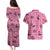 Pink Palaka Hawaii Cowboy Couples Matching Puletasi and Hawaiian Shirt Puakenikeni Lei Paniolo Papale Seamless Vibes - Polynesian Pride