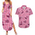 Pink Palaka Hawaii Cowboy Couples Matching Summer Maxi Dress and Hawaiian Shirt Puakenikeni Lei Paniolo Papale Seamless Vibes - Polynesian Pride