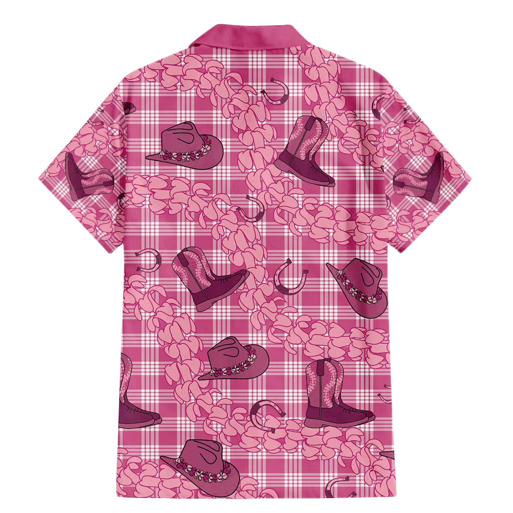 Pink Palaka Hawaii Cowboy Family Matching Mermaid Dress and Hawaiian Shirt Puakenikeni Lei Paniolo Papale Seamless Vibes - Polynesian Pride