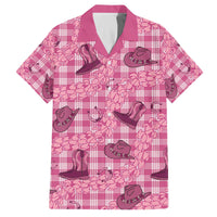 Pink Palaka Hawaii Cowboy Family Matching Off The Shoulder Long Sleeve Dress and Hawaiian Shirt Puakenikeni Lei Paniolo Papale Seamless Vibes - Polynesian Pride