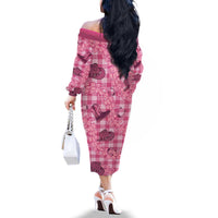 Pink Palaka Hawaii Cowboy Family Matching Off The Shoulder Long Sleeve Dress and Hawaiian Shirt Puakenikeni Lei Paniolo Papale Seamless Vibes - Polynesian Pride