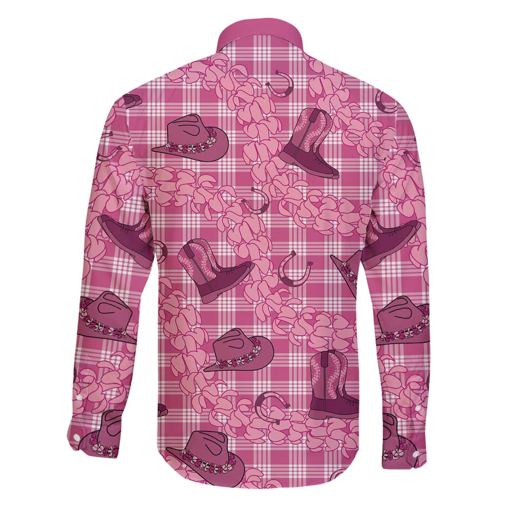 Pink Palaka Hawaii Cowboy Family Matching Summer Maxi Dress and Hawaiian Shirt Puakenikeni Lei Paniolo Papale Seamless Vibes LT14 - Polynesian Pride