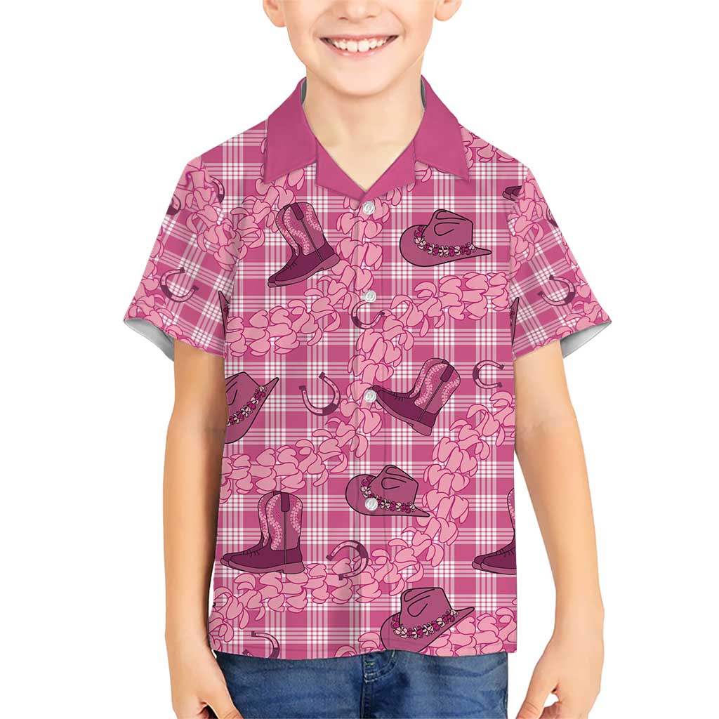 Pink Palaka Hawaii Cowboy Hawaiian Shirt Puakenikeni Lei Paniolo Papale Seamless Vibes - Polynesian Pride