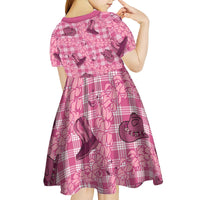 Pink Palaka Hawaii Cowboy Kid Short Sleeve Dress Puakenikeni Lei Paniolo Papale Seamless Vibes - Polynesian Pride