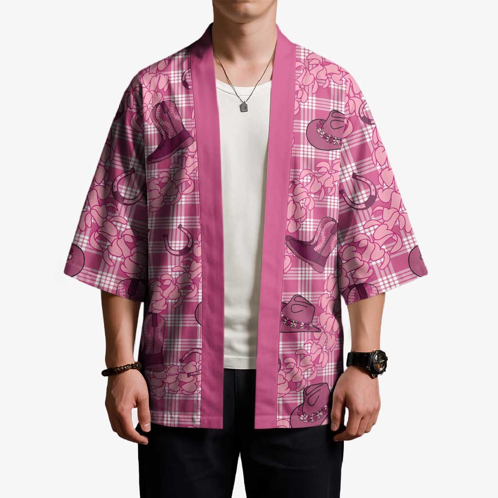 Pink Palaka Hawaii Cowboy Kimono Puakenikeni Lei Paniolo Papale Seamless Vibes LT14 - Polynesian Pride