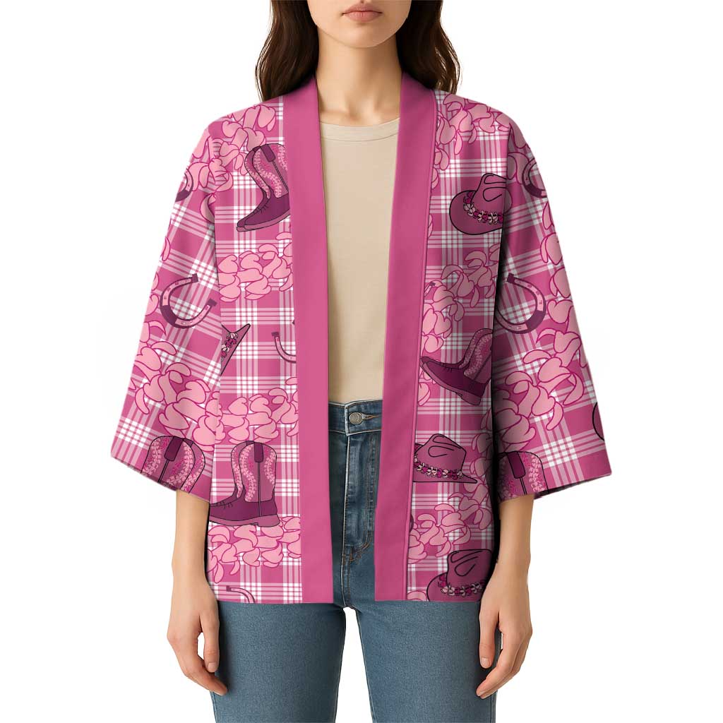 Pink Palaka Hawaii Cowboy Kimono Puakenikeni Lei Paniolo Papale Seamless Vibes LT14 - Polynesian Pride