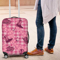 Pink Palaka Hawaii Cowboy Luggage Cover Puakenikeni Lei Paniolo Papale Seamless Vibes - Polynesian Pride