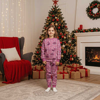Pink Palaka Hawaii Cowboy Christmas Pajama Set Puakenikeni Lei Paniolo Papale Seamless Vibes LT14 Kid Pink - Polynesian Pride