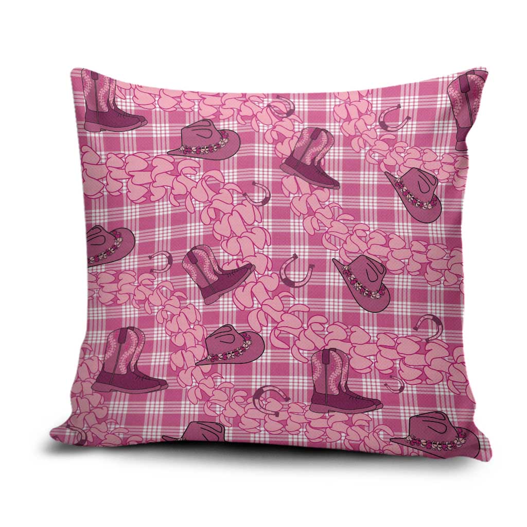 Pink Palaka Hawaii Cowboy Pillow Cover Puakenikeni Lei Paniolo Papale Seamless Vibes LT14 Pink - Polynesian Pride