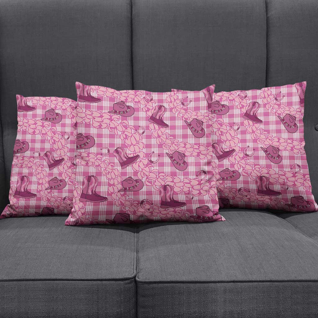 Pink Palaka Hawaii Cowboy Pillow Cover Puakenikeni Lei Paniolo Papale Seamless Vibes LT14 - Polynesian Pride