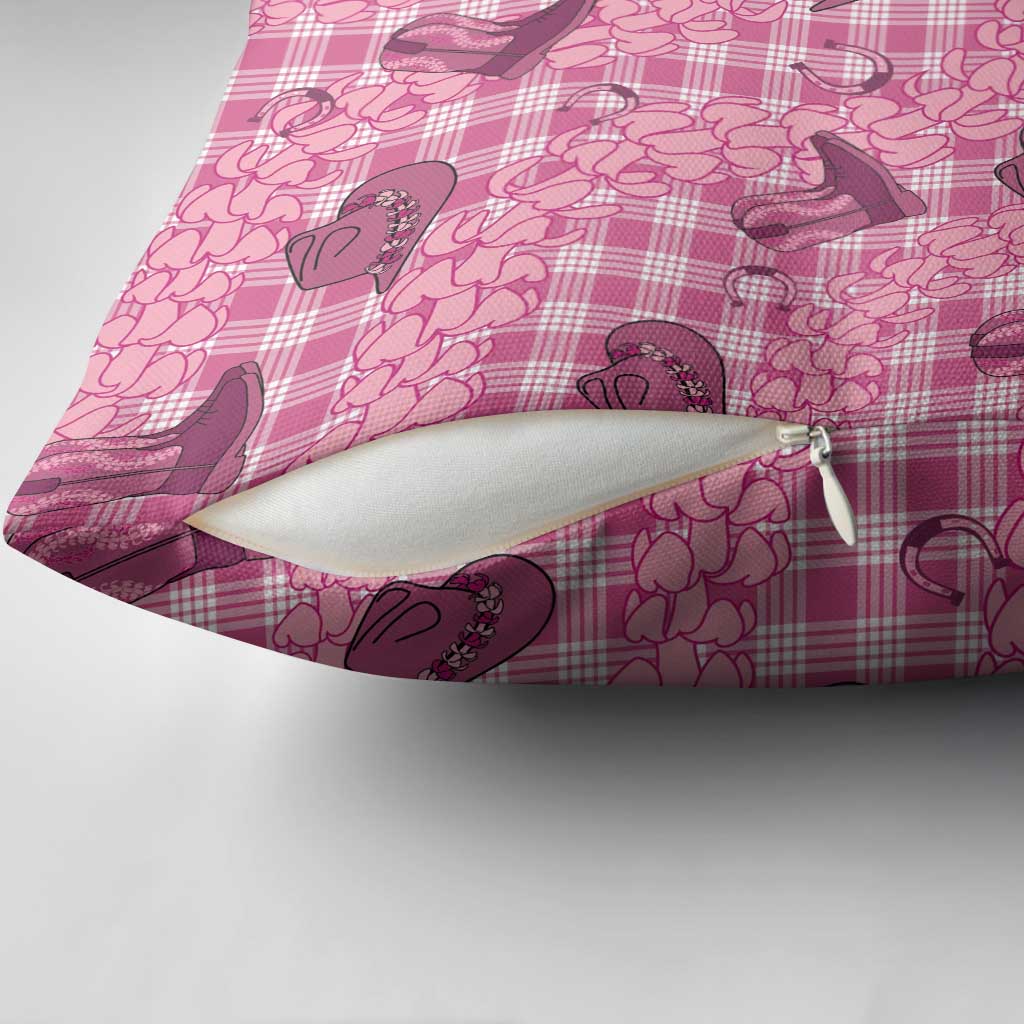 Pink Palaka Hawaii Cowboy Pillow Cover Puakenikeni Lei Paniolo Papale Seamless Vibes LT14 - Polynesian Pride