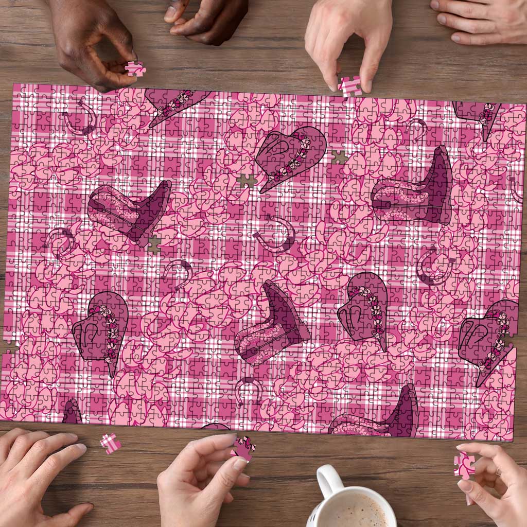 Pink Palaka Hawaii Cowboy Puzzle Puakenikeni Lei Paniolo Papale Seamless Vibes LT14 - Polynesian Pride