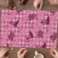 Pink Palaka Hawaii Cowboy Puzzle Puakenikeni Lei Paniolo Papale Seamless Vibes LT14 - Polynesian Pride