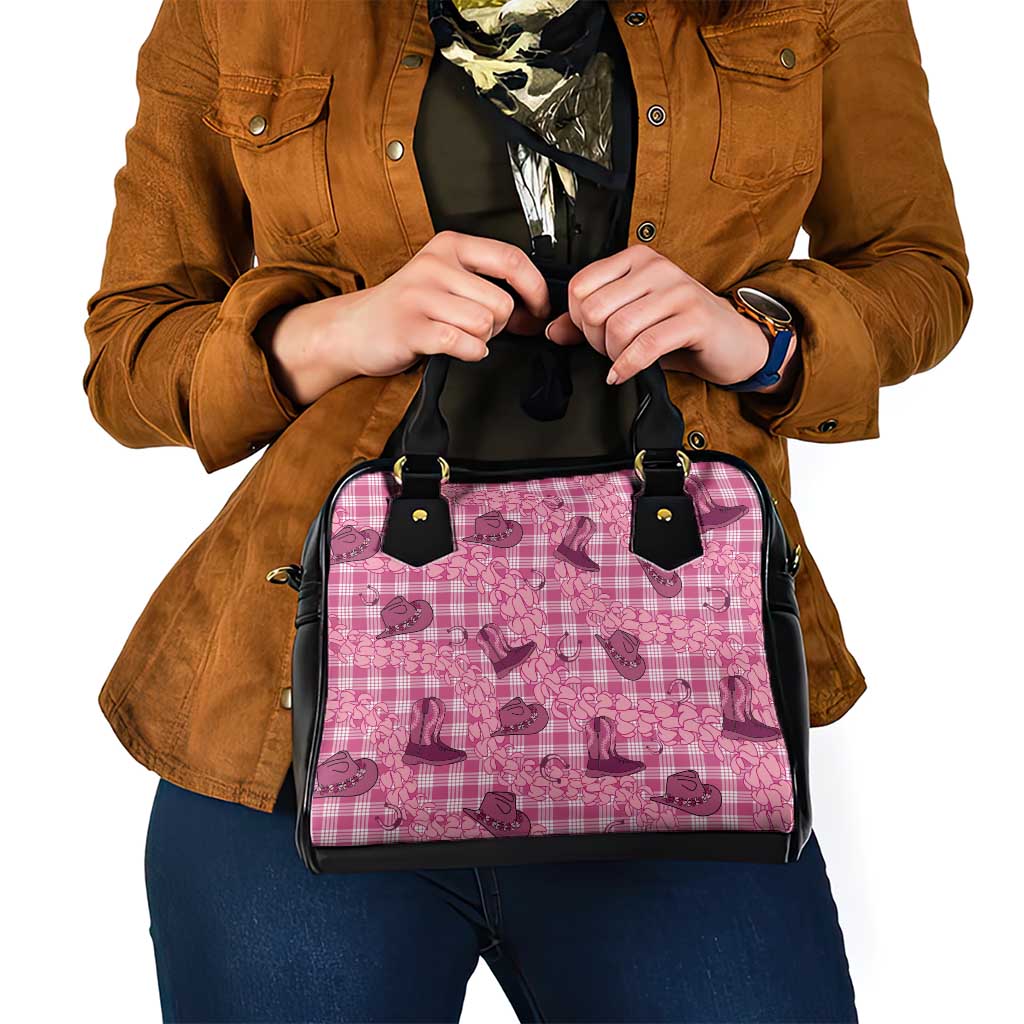 Pink Palaka Hawaii Cowboy Shoulder Handbag Puakenikeni Lei Paniolo Papale Seamless Vibes - Polynesian Pride