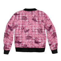 Pink Palaka Hawaii Cowboy Sleeve Zip Bomber Jacket Puakenikeni Lei Paniolo Papale Seamless Vibes LT14 - Polynesian Pride