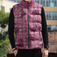 Pink Palaka Hawaii Cowboy Sleeveless Puffer Jacket Puakenikeni Lei Paniolo Papale Seamless Vibes LT14 - Polynesian Pride