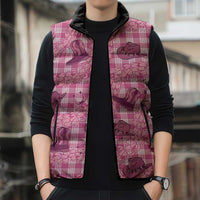 Pink Palaka Hawaii Cowboy Sleeveless Puffer Jacket Puakenikeni Lei Paniolo Papale Seamless Vibes LT14 - Polynesian Pride
