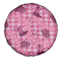 Pink Palaka Hawaii Cowboy Spare Tire Cover Puakenikeni Lei Paniolo Papale Seamless Vibes - Polynesian Pride