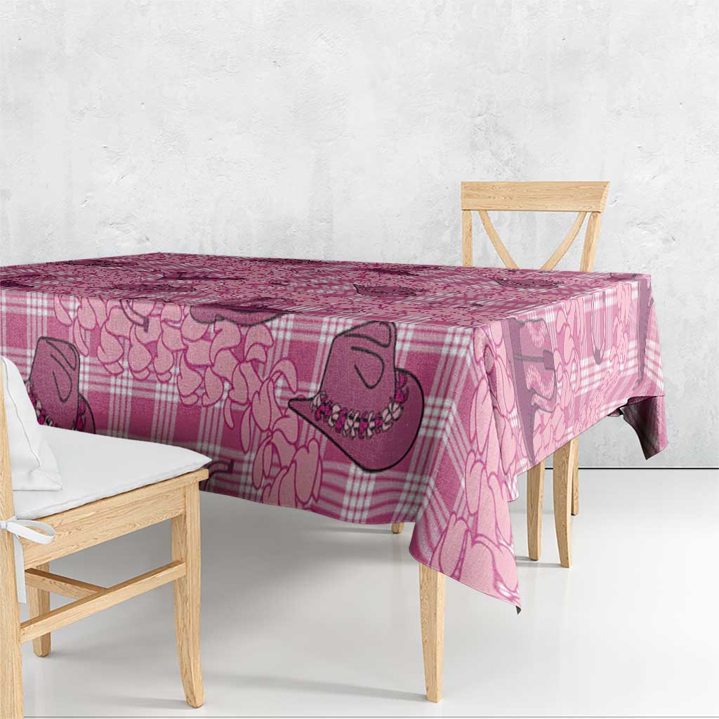 Pink Palaka Hawaii Cowboy Tablecloth Puakenikeni Lei Paniolo Papale Seamless Vibes - Polynesian Pride
