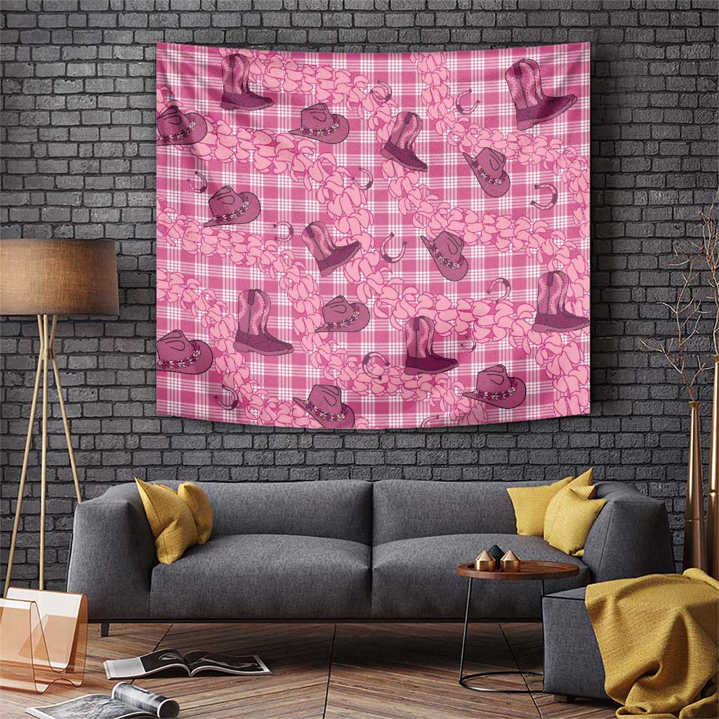 Pink Palaka Hawaii Cowboy Tapestry Puakenikeni Lei Paniolo Papale Seamless Vibes LT14 Pink - Polynesian Pride