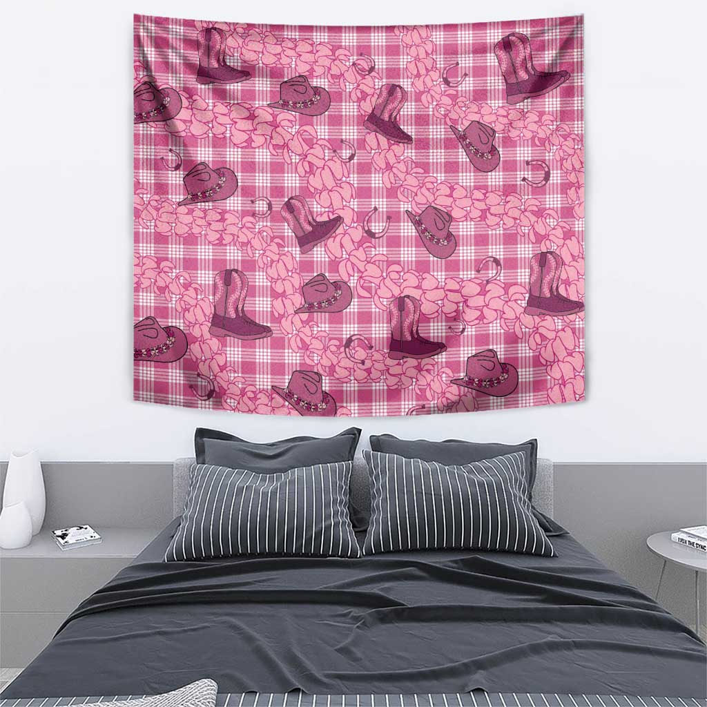 Pink Palaka Hawaii Cowboy Tapestry Puakenikeni Lei Paniolo Papale Seamless Vibes LT14 - Polynesian Pride