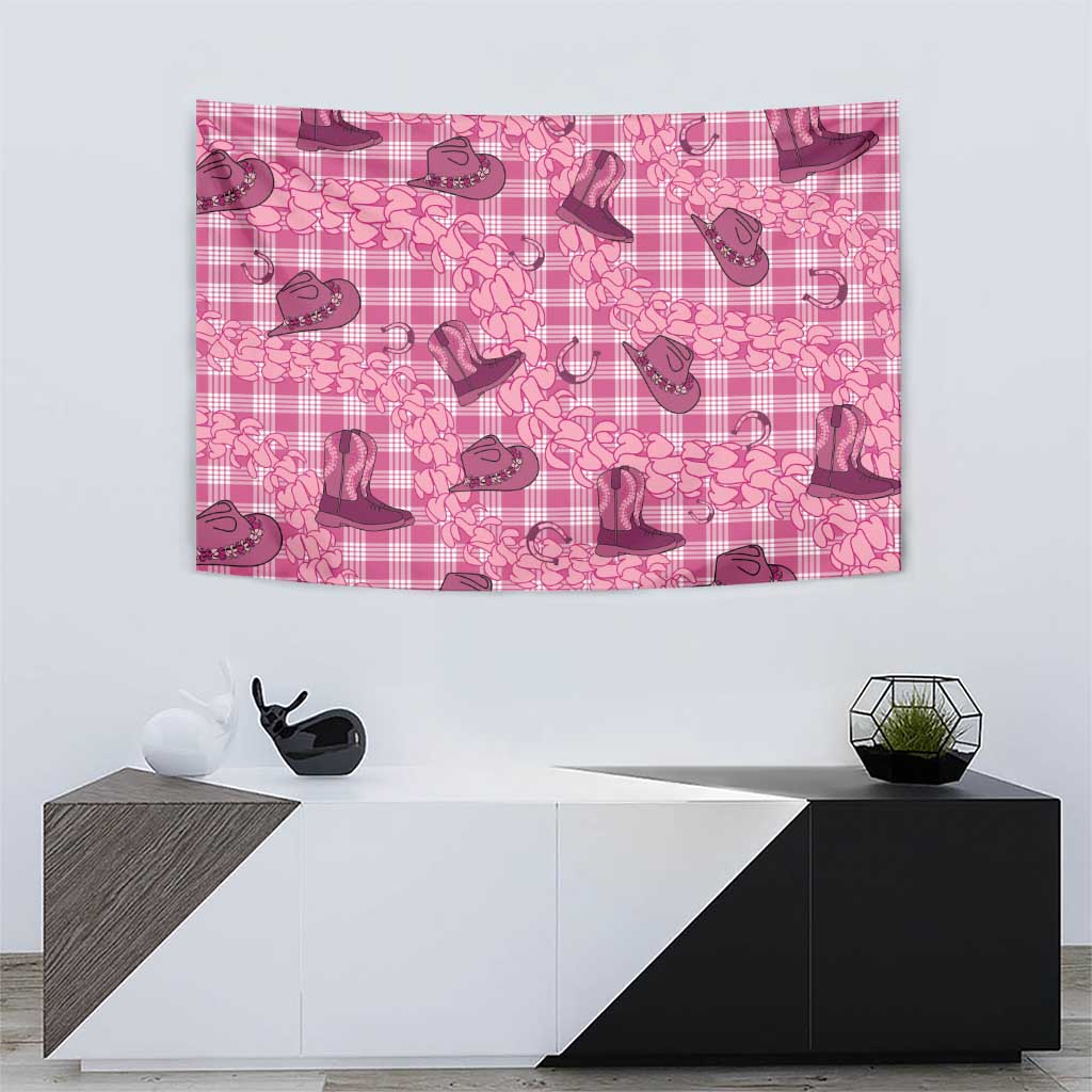 Pink Palaka Hawaii Cowboy Tapestry Puakenikeni Lei Paniolo Papale Seamless Vibes LT14 - Polynesian Pride