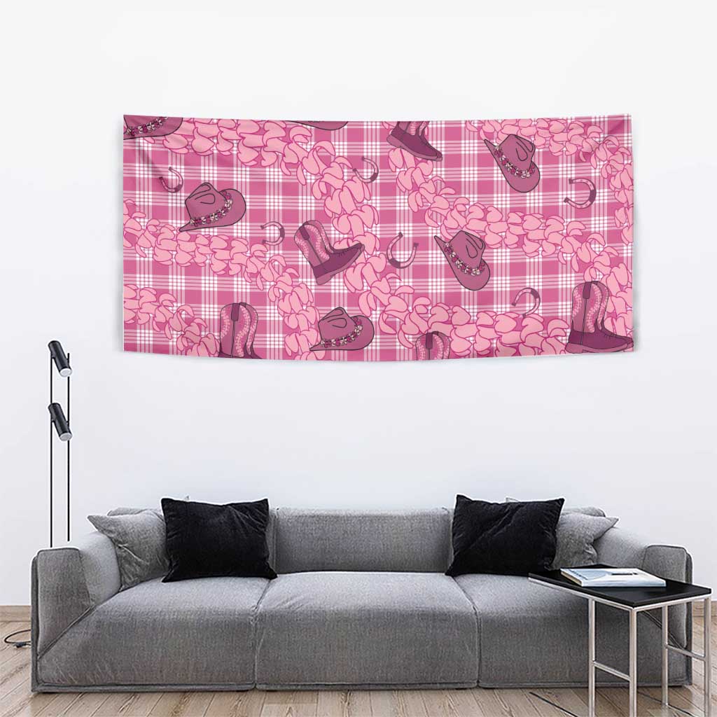 Pink Palaka Hawaii Cowboy Tapestry Puakenikeni Lei Paniolo Papale Seamless Vibes LT14 - Polynesian Pride