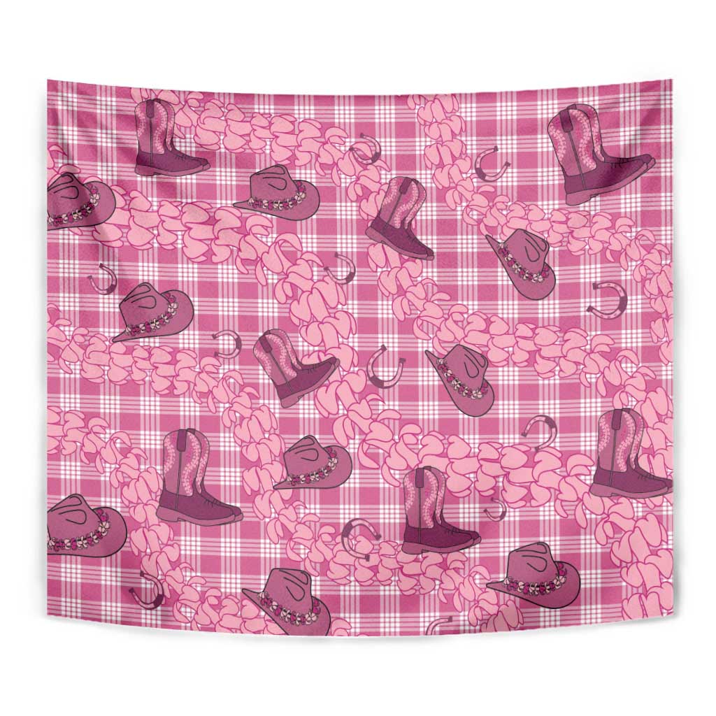Pink Palaka Hawaii Cowboy Tapestry Puakenikeni Lei Paniolo Papale Seamless Vibes LT14 - Polynesian Pride