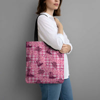 Pink Palaka Hawaii Cowboy Tote Bag Puakenikeni Lei Paniolo Papale Seamless Vibes - Polynesian Pride